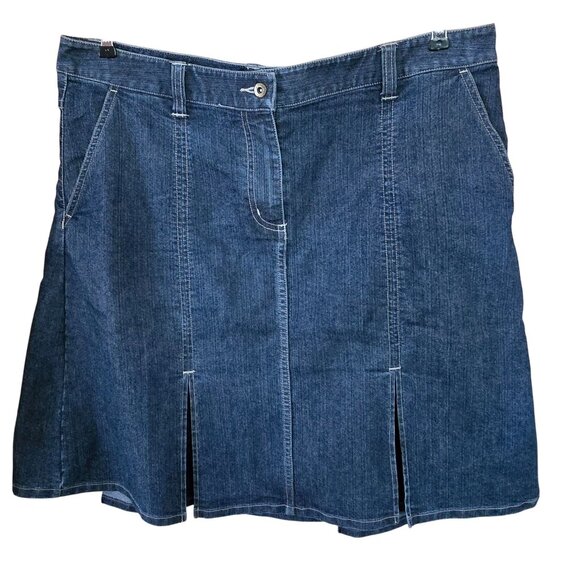 Christopher & Banks Womens Stretch Denim Skirt A line boho cottagecore teacher - Picture 1 of 7